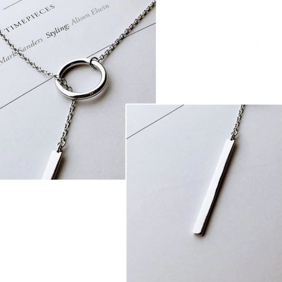 NEW 925 Sterling Silver Circle Long Chain Necklace - Picture 14 of 16